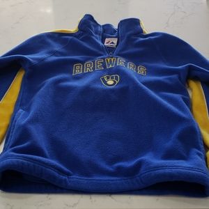 Milwaukee Brewers Blue And Yellow Zip Collar fleece 12